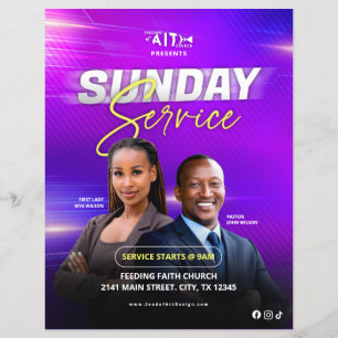Flyer Anuncio de la Iglesia del Servicio Dominical