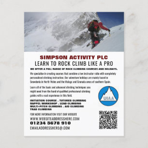 Flyer Anuncio de montañismo alpino, senderismo y escalad