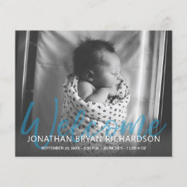 Flyer Anuncio de nacimiento con foto de mosca azul B&W p