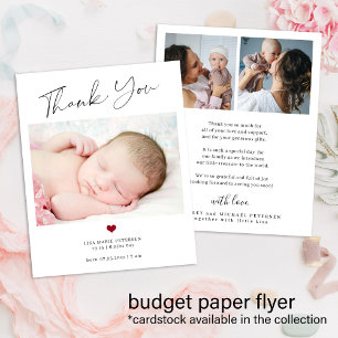 Flyer Anuncio de nacimiento con foto gracias bebé presup