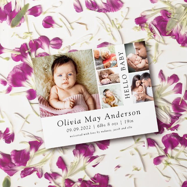 Flyer Anuncio de nacimiento de bebé Hello con 6 fotos mi (Subido por el creador)