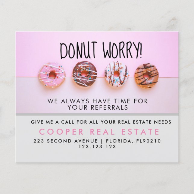 Flyer Anuncio de referencias de donut inmobiliario (Frente)