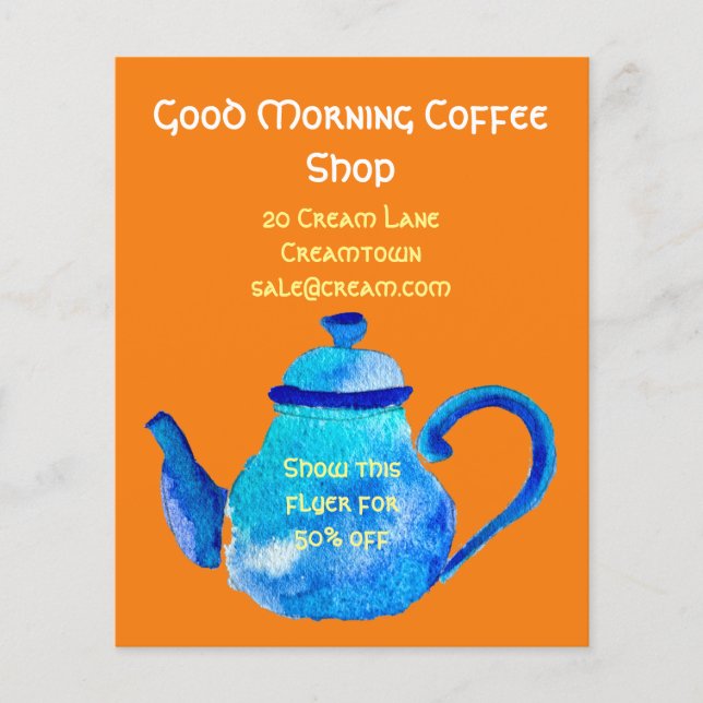 Flyer Anuncio de tetera de café Coffee Shop (Frente)