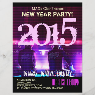 Flyer Anuncio del evento de la fiesta de Año Nuevo DJ CL