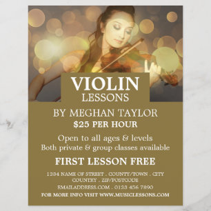 Flyer Anuncio violinista elegante, lecciones de violín