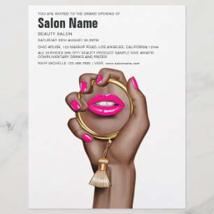 Flyer Apertura del Salón de Belleza Pink and Gold Glam C