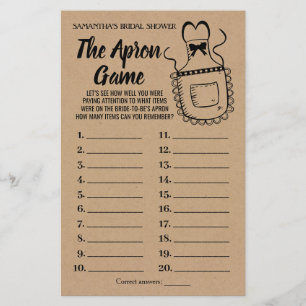 Flyer Apron Game Bridal Shower Rustic Card