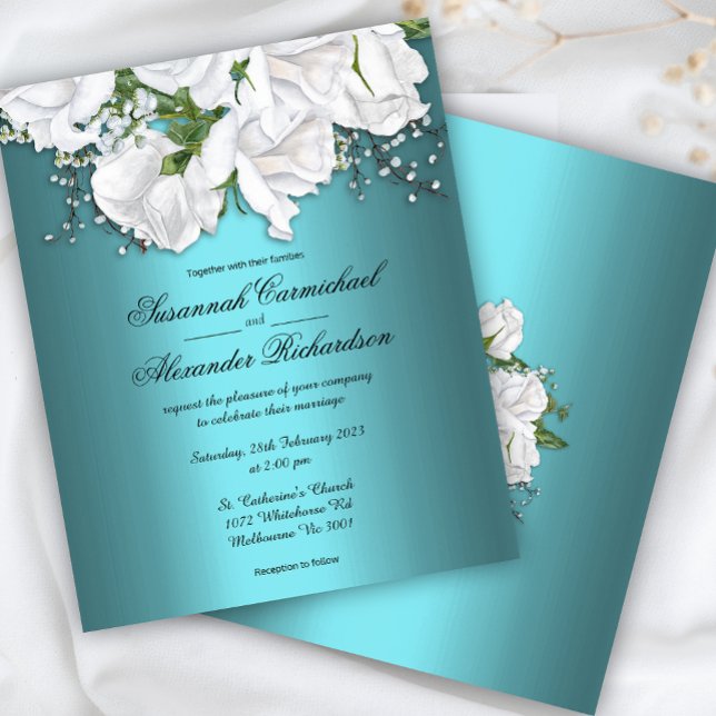Flyer Aqua Elegance, White Roses Invite a la Boda Presup (Subido por el creador)
