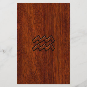 Flyer Aquarius Zodiac Rótulo Estilo caoba