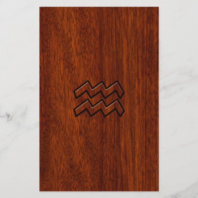 Flyer Aquarius Zodiac Rótulo Estilo caoba (Frente)