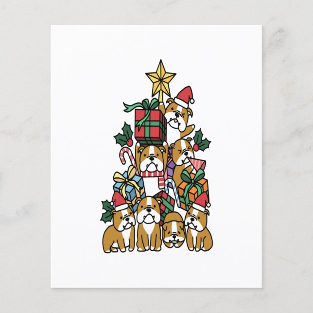 Flyer Árbol de Navidad Bulldog Inglés Perro Larga Manga (Frente)