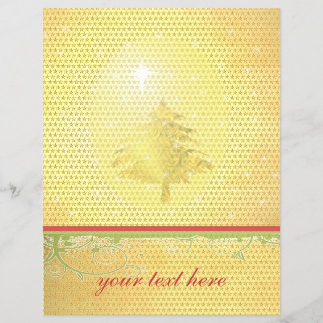 Flyer Árbol de Navidad dorado con estrellas (Frente)