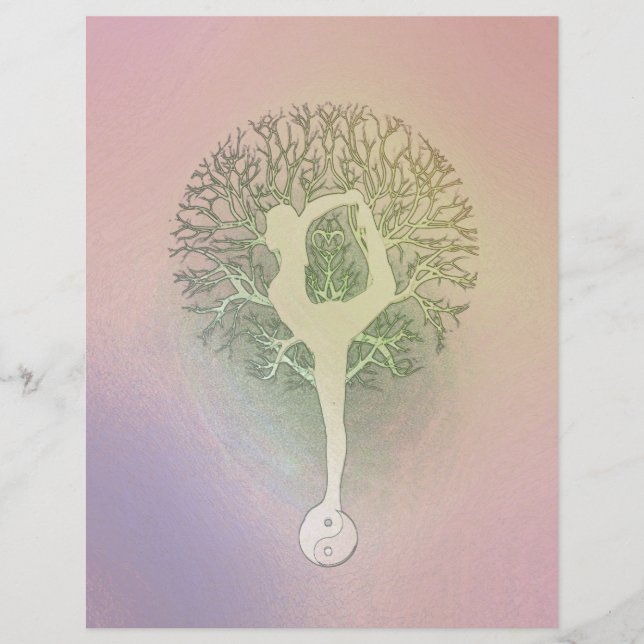 Flyer Árbol de yoga del arcoiris rosa pastel (Frente)