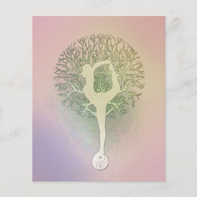 Flyer Árbol de yoga del arcoiris rosa pastel (Frente)
