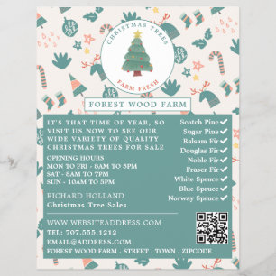 Flyer Árbol y fondo festivo, ventas de árboles de Navida