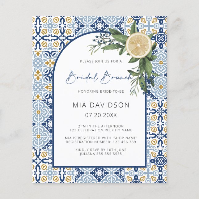 Flyer Arco de presupuesto Lemon Amalfi Positano Bridal B (Frente)