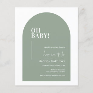 Flyer Arco Mínimo Verde Sage Presupuestario Oh Baby Show