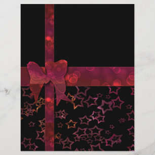 Flyer Arco rojo purpurina y estrellas en negro