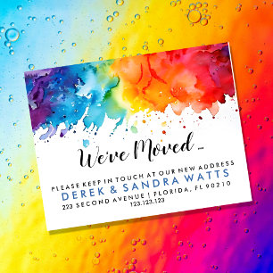 Flyer arcoíris de color Cambio de dirección nos hemos mu