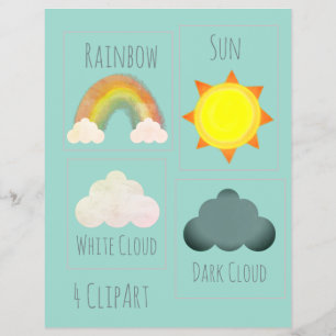 Flyer Arcoiris de Nubes Sol Clima Proyecto Escolar ClipA