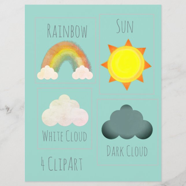 Flyer Arcoiris de Nubes Sol Clima Proyecto Escolar ClipA (Frente)