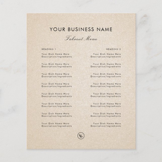 Flyer Arena Beige Agregar logotipo restaurante para llev (Frente)