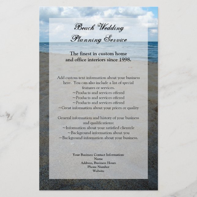 Flyer Arenas azules y marrones ~ Boda en la playa (Frente)