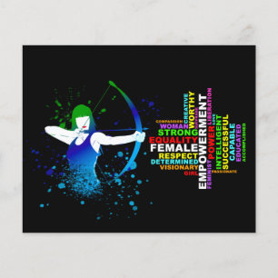 Flyer Arquero femenino de la comunidad; mujeres fuertes;