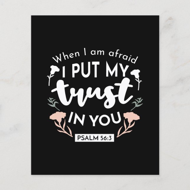 Flyer Arte Cristiano Floral Oscuro - Salmo 56:3 (Frente)