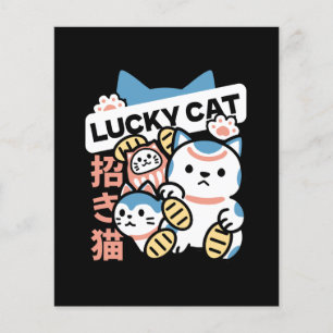 Flyer Arte de Gato Afortunado – Maneki Neko con Moneda d
