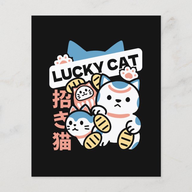 Flyer Arte de Gato Afortunado – Maneki Neko con Moneda d (Frente)