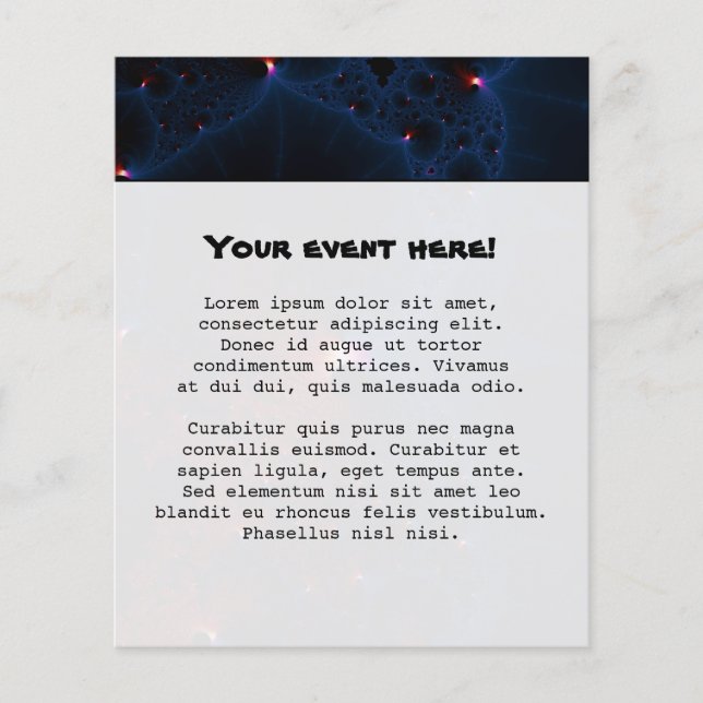 Flyer Arte fractal de celdas azules rojas (Frente)