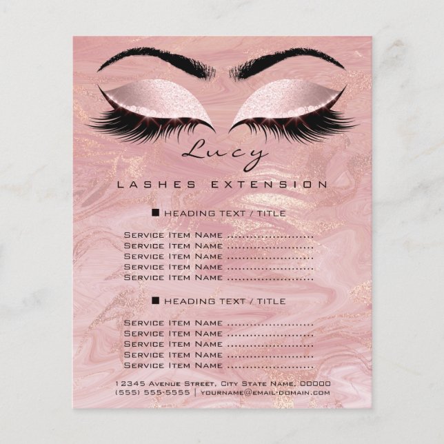 Flyer Artista de maquillaje 1 Página Lash Purpurina List