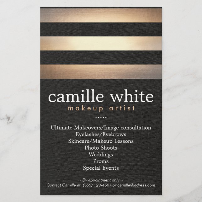 Flyer Artista de maquillaje Bandas de Oro Salón de Belle (Frente)