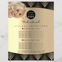 Flyer Artista de maquillaje Belleza Oro Logotipo Negro P