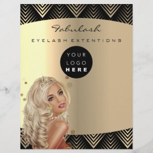 Flyer Artista de maquillaje Belleza Oro Negro Logotipo P