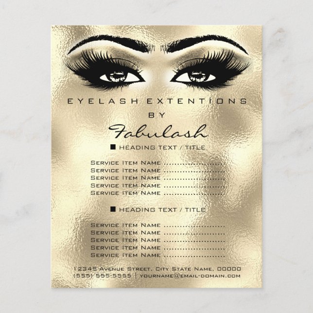 Flyer Artista de Maquillaje Belleza Pestañas Brillantes  (Frente)