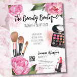 Flyer Artista de maquillaje color agua rosa<br><div class="desc">Volante Artista De Maqueta De Color Floral Rosa. Repleta de tonos vivos y floridos, esta impresión es un festín visual perfecto para artistas de maquillaje, bloggers de belleza, influenciadores y todo aquel que busque un toque de colorida elegancia floral con un toque de glam. Con peonías rosadas brillantes, paleta de...</div>
