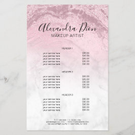 Flyer Artista de maquillaje de mármol purpurina rosa ros