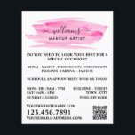 Flyer Artista de maquillaje de pincel rosa de color de a<br><div class="desc">Guión Acuarela Pincel Rosado Maquillaje Volantes Publicitarios Artistas Por La Tienda De Tarjetas De Negocios.</div>