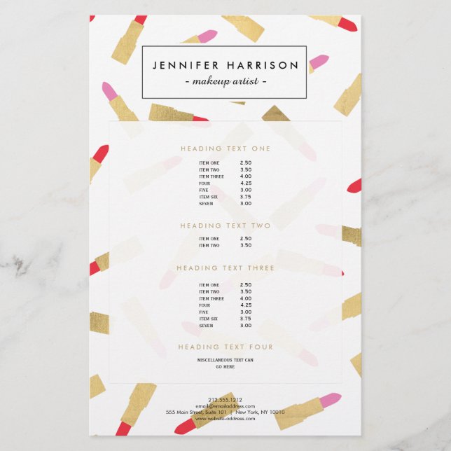 Flyer Artista de maquillaje del patrón de lápiz labial d (Frente)
