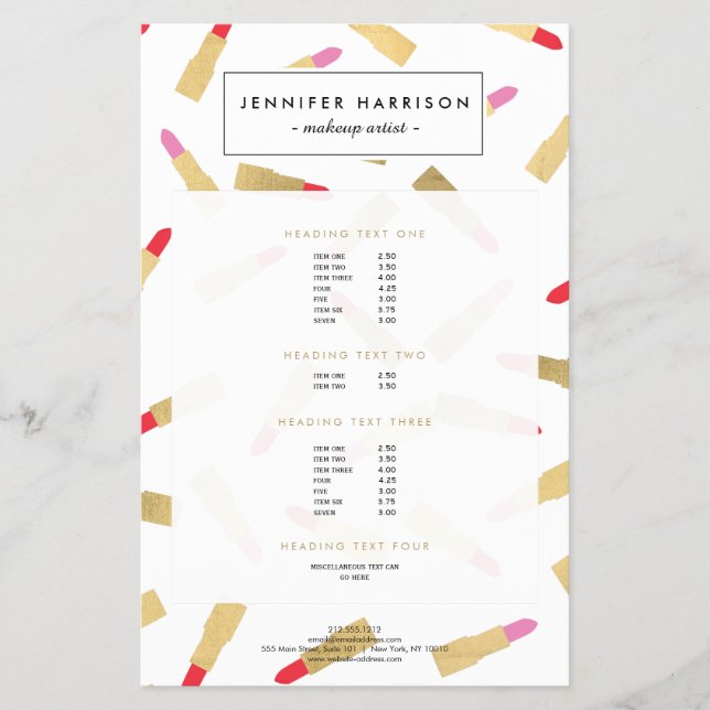 Flyer Artista de maquillaje del patrón de lápiz labial d (Frente)