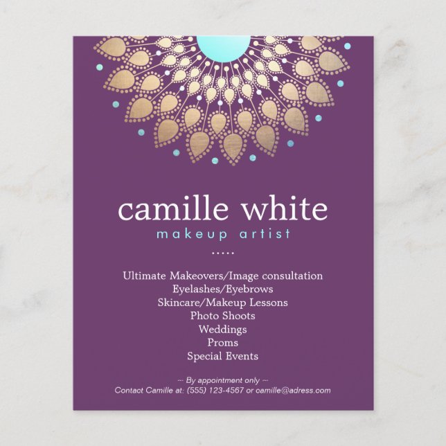 Flyer Artista de maquillaje Elegante Ornate Oro Motif Pu (Frente)