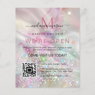 Flyer Artista de Maquillaje Marmolado Código QR de Brill