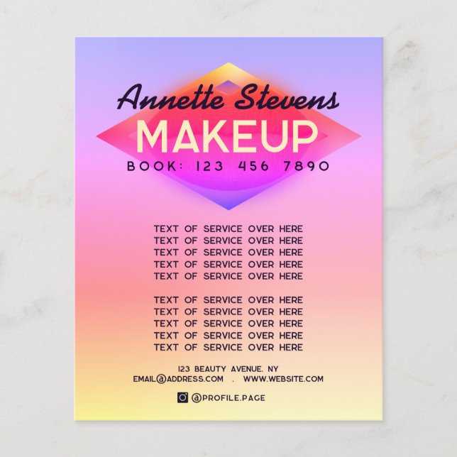 Flyer Artista de maquillaje moderno y colorido (Frente)