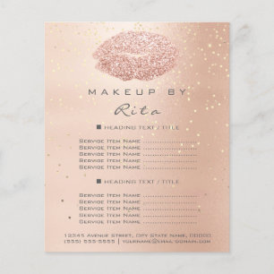Flyer Artista de maquillaje Purpurina Oro Confetti Preci