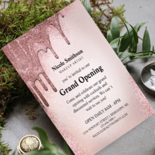 Flyer Artista de Maquillaje Rose Gold Glitter Glam Gran