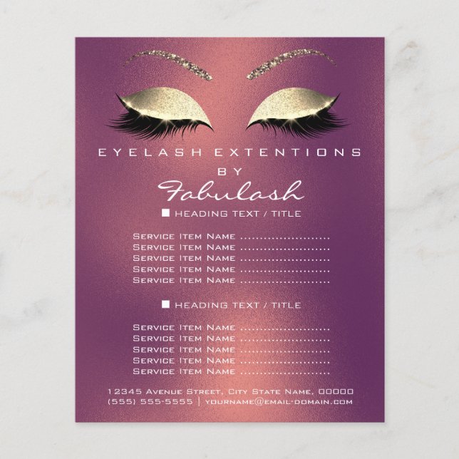 Flyer Artista de maquillaje Salón de belleza Purpurina d (Frente)