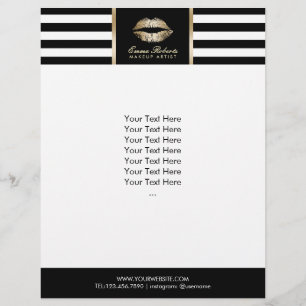 Flyer Artista de Maquillaje Salón de Labios Dorados Raya