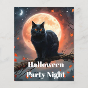 Flyer Aterrador Halloween Black Cat Moonlight,